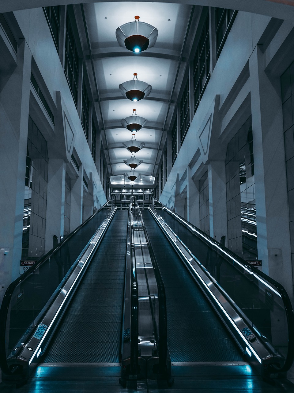 escalator, stairs, hallway